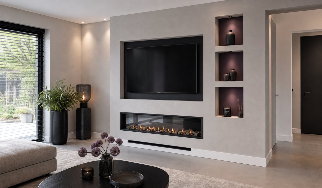 Maatwerk cinewall met strak afgewerkte wand